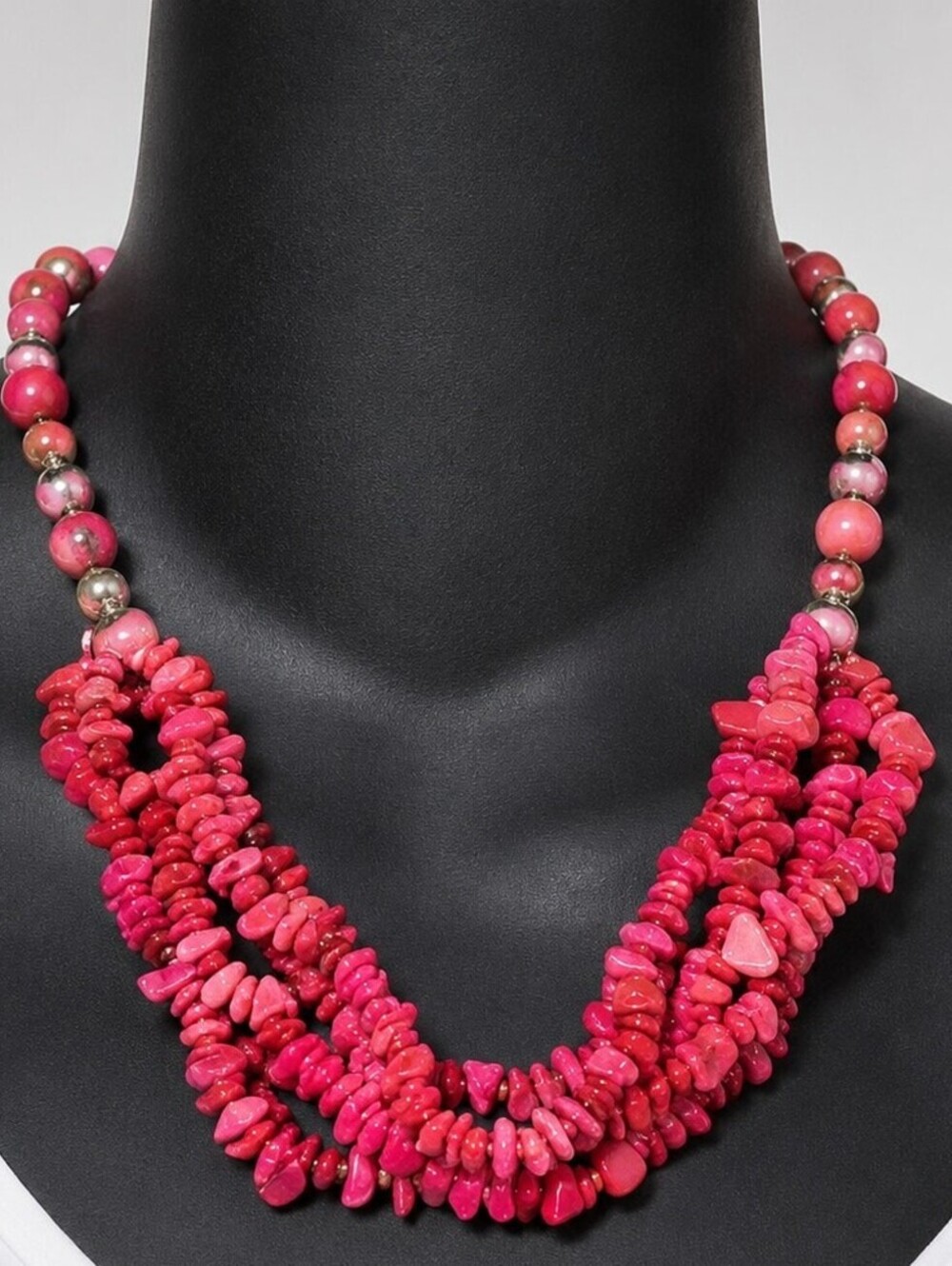 Vintage Karla Jordan 1980s Red Agate Statement Necklace rd01-06-72426LST
